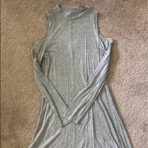 Grey HighNecked Ribbed Dress